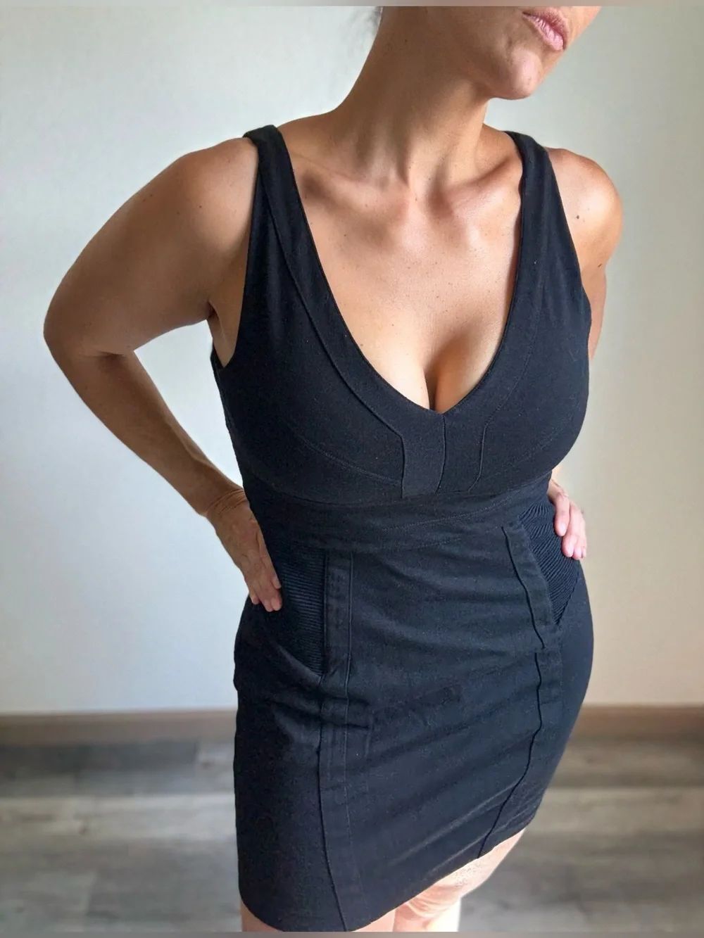 Express Little Black Dress Flattering Ribbed Party Going Out Medium